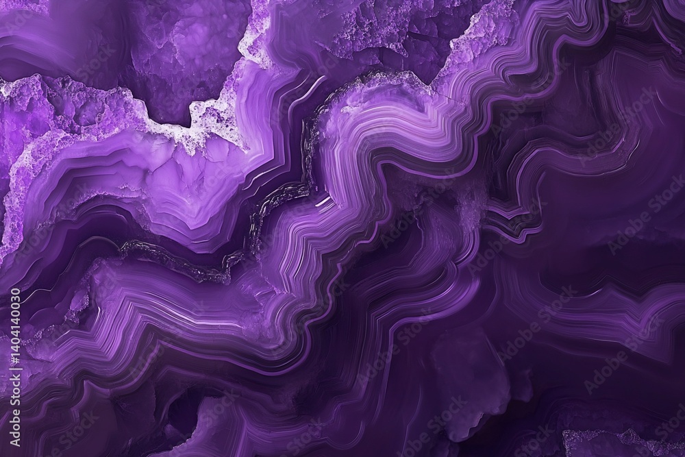 Poster purple agate slice with swirling banding patterns