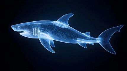 Abstract Glowing Shark Digital Illustration
