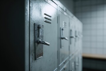 Metal Locker Doors in a School or Gym Changing Room