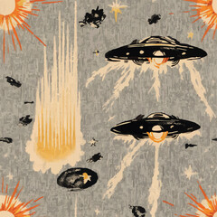 A collection of seamless mystical patterns featuring magical objects, vintage books, potions, tarot cards, celestial skies, and golden suns. Perfect for witchcraft, fantasy, and boho designs.