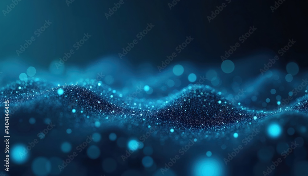 Fototapete Digital blue network connection with dots, lines. Futuristic modern background. Gradient background with light bokeh. Abstract tech concept with connecting points.