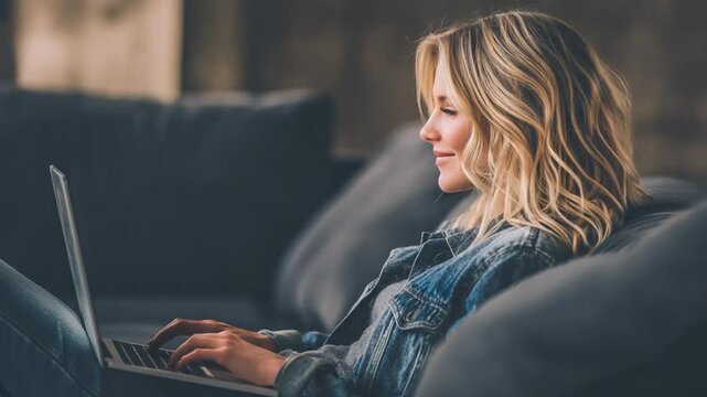 Concentrated Author Writes Novel on Laptop in Cozy Setting Generative AI