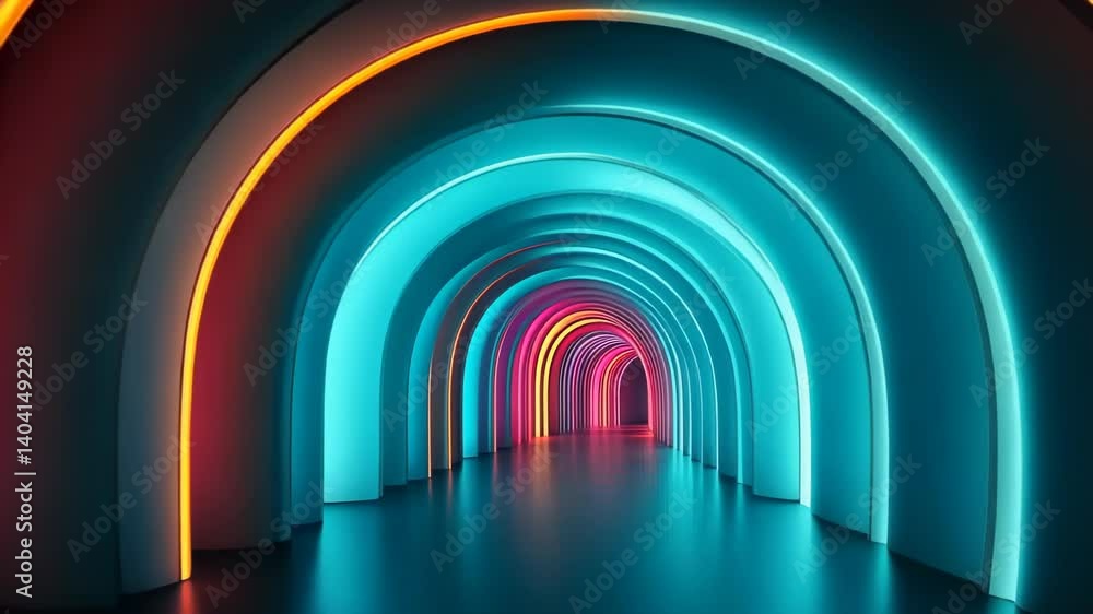 Aufkleber mesmerizing light archways guide through a vibrant corridor filled with colors and energy in an art 