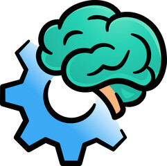Human brain with gear icon logo