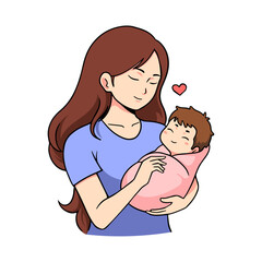 illustration of mother and baby