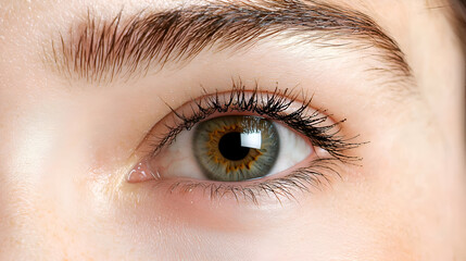 Obraz premium Closeup of a Woman's Green Eye with Long Eyelashes