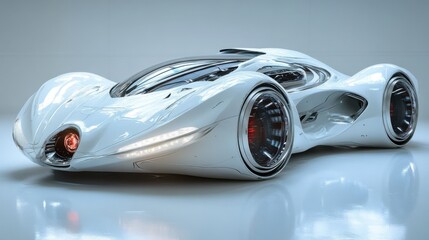 White car futuristic glow