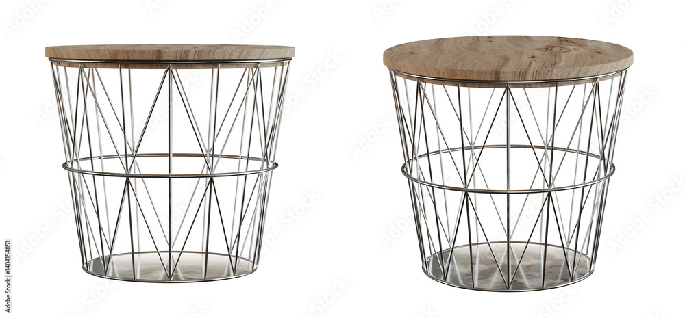 Poster basket coffee table isolated on transparent background. 3d render.