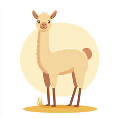 Obraz premium Cute cartoon llama standing against