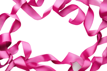 Pink Ribbons Frame on transparent Background 