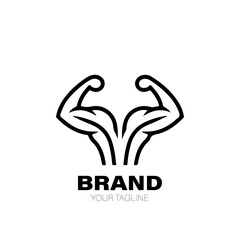 Muscle Logo. Muscle Logo Design. Muscle Logo Brand. Muscle Logo Vector Design Isolated on White Background