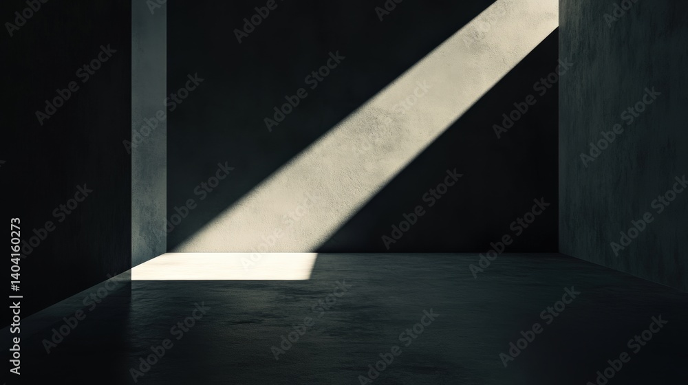 Aufkleber a minimalistic interior space illuminated by a sharp beam of light creating dramatic shadows