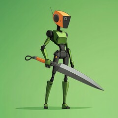 Fototapeta premium A robotic humanoid fighter with a plasma blade
