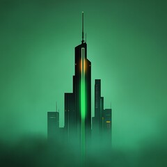 Obraz premium Massive sci-fi skyscraper with glowing edges