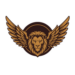 Obraz premium Golden Winged Lion Heraldry Logo