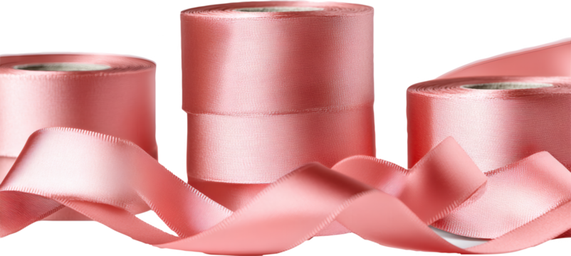 Pink Satin Ribbons on transparent Background