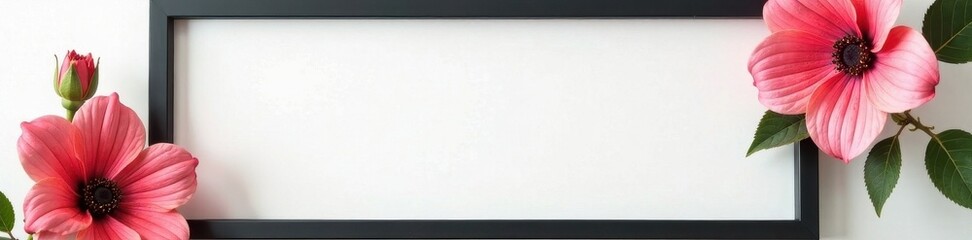 Sleek black frame, crisp white mat; minimalist design , background, photography