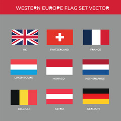 west west european flag vector set.
