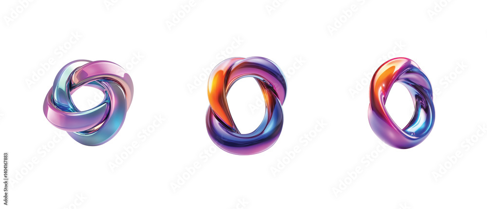 Poster colorful twisted shapes with gradient colors