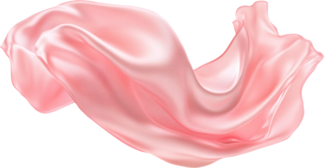 Pink silk fabric in motion against transparent background