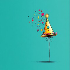Party hat with confetti