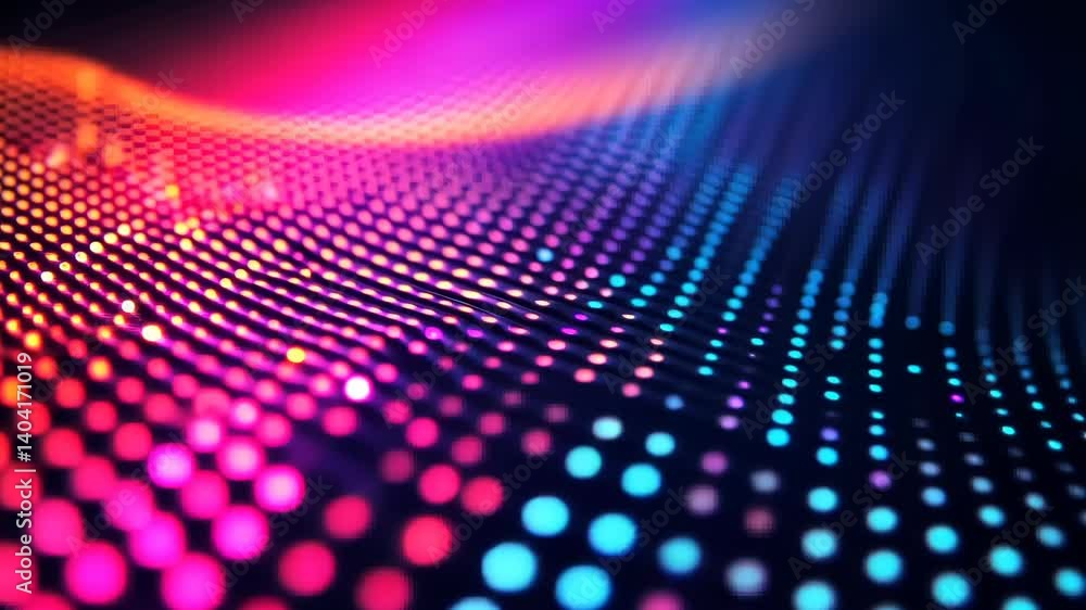 Poster Exploring vibrant light patterns in a mesmerizing display of colors and dynamic designs at a tech-inspired event Generative AI