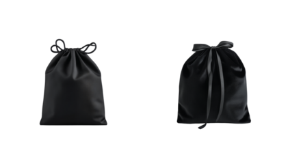 Black satin gift bags with drawstring closure 3d