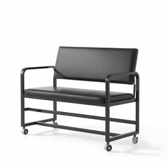 Fototapeta premium Sleek Black Mobile Padded Bench a Minimalist Design on white background