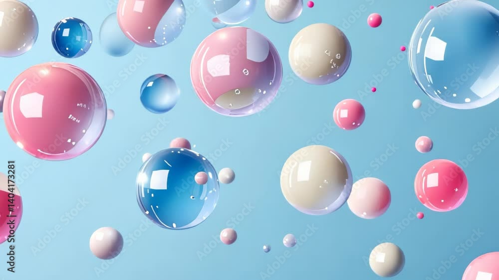 Poster colorful bubbles float gracefully in a serene atmosphere creating a dreamy ambiance full of enchantm