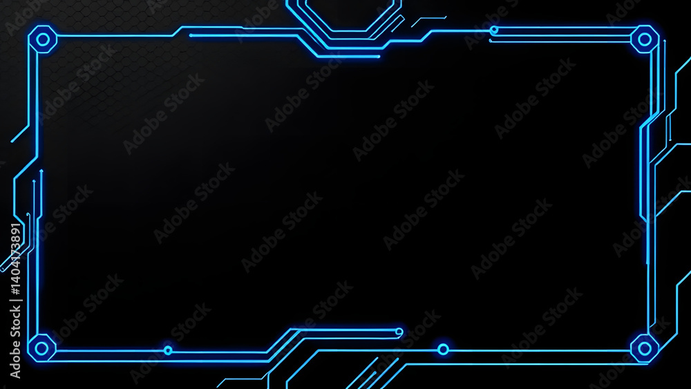 Aufkleber blue frame with digital circuit lines on a tech board