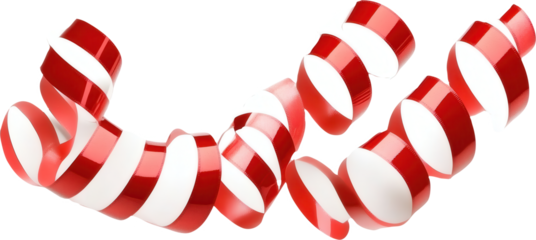Red curled ribbon on transparent background 