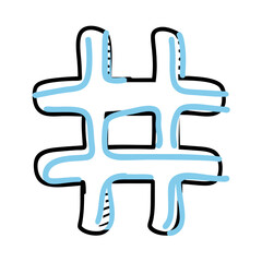 Obraz premium Hashtag symbol in playful style with blue accents 