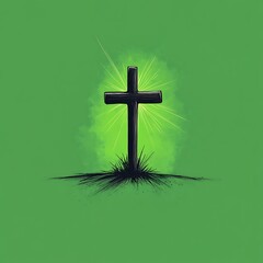 Cross with ray of light, art