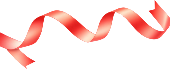 Red ribbon,  swirling,  on transparent background,  for presentation, promotion