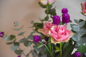 薔薇と千日紅