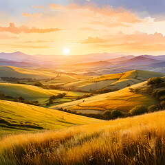 sunset over the field