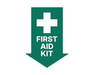 First Aid Kit Location Sign – Universal Safety Symbol Indicating Emergency Medical Resources - Premium High Quality Vectorial Stock Image