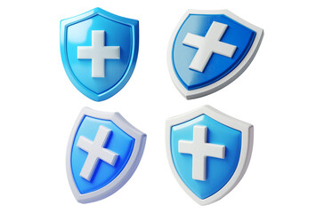 Obraz premium Medical shield protection and safety icons set for healthcare design