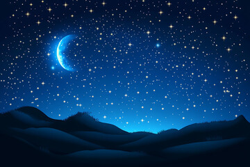 Obraz premium Starry Night Sky with Dark Blue Background and Visible Stars