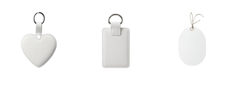 Variety of blank keychains in different shapes and sizes 