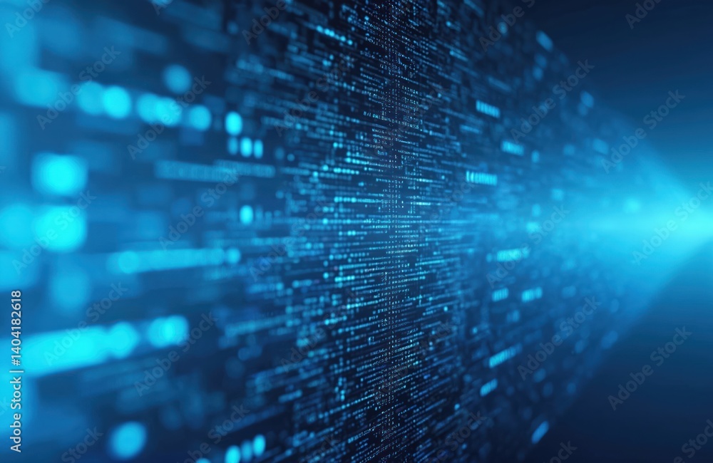 Aufkleber Abstract digital background with blurred blue pattern. Modern tech design for website, application. Dynamic light effect, ideal for data, tech visualization, innovative concepts, artificial