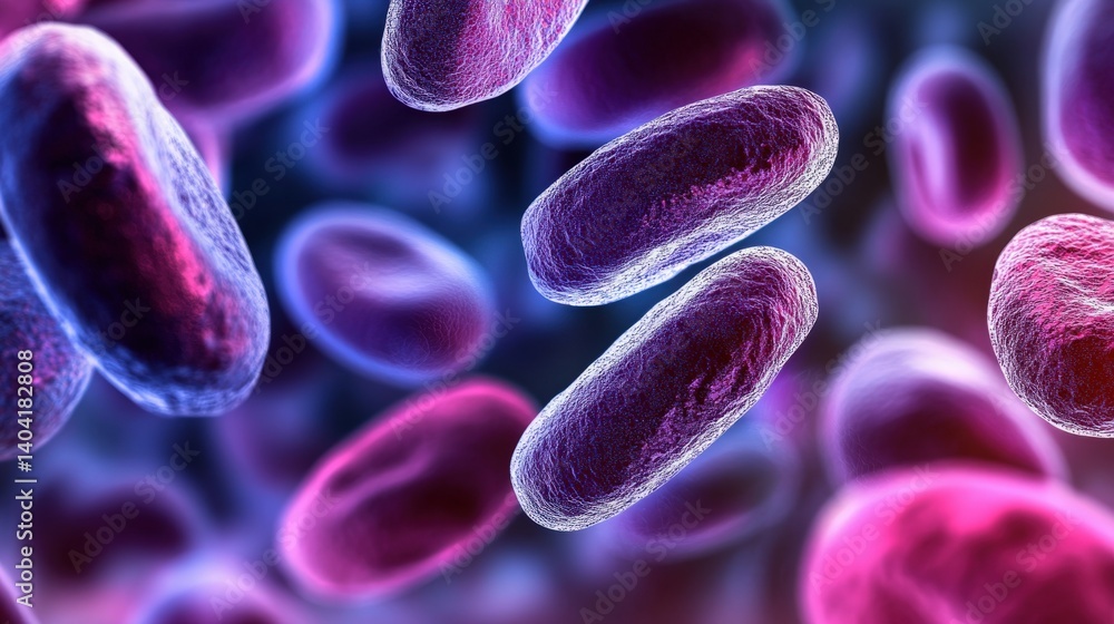 Aufkleber close-up view of colorful bacteria in a microscopic environment showcasing cellular structures