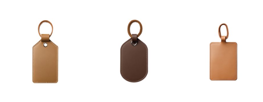 Assorted leather tags with various shapes 