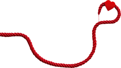 Red Rope Heart Shape on transparent Background