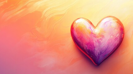 A vibrant, iridescent heart on a warm, marbled background.