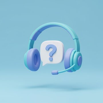 3D Headphones icon on blue background