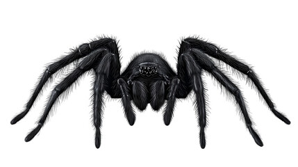 Black Spider Illustration on Transparent Background Isolated Photo