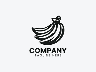 Banana Fruit Vector Logo Design, Fresh Ripe Banana Logo, Tropical Banana Bunch Logo