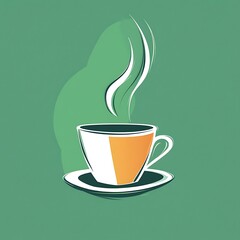 Obraz premium Hand-drawn outline of a steaming coffee cup