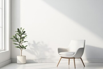 Minimalist room with chair and plant